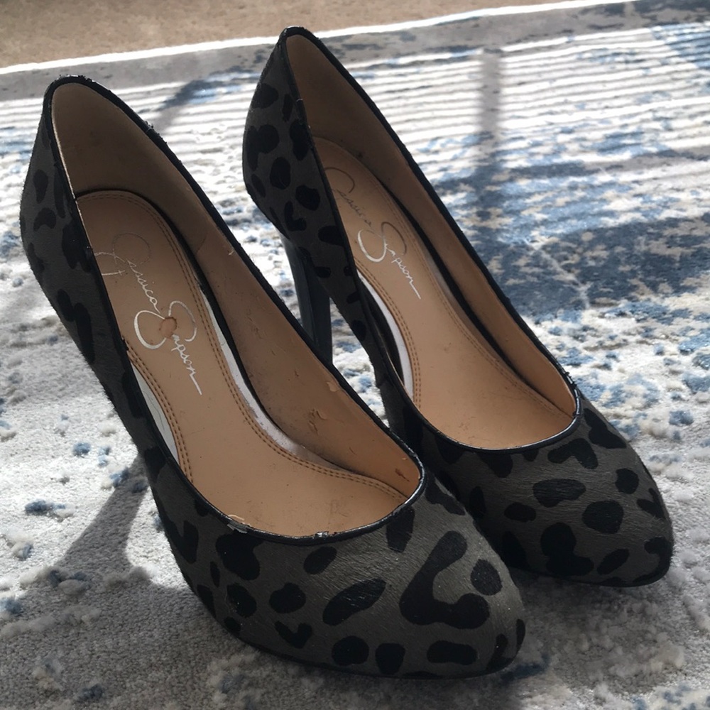 Jessica Simpson cheetah mob wife print heels.